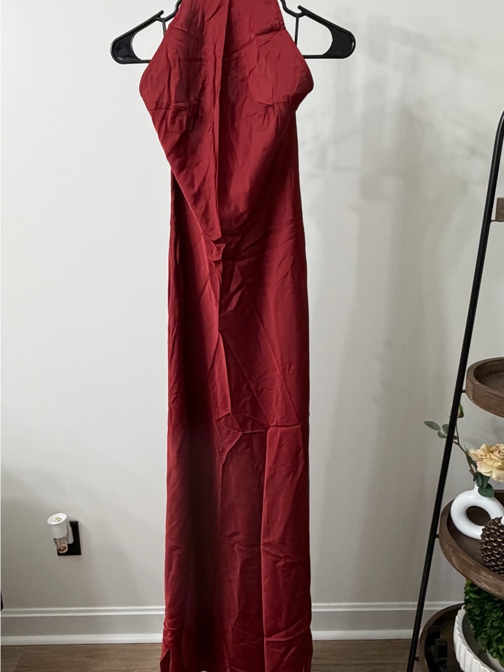 Commense Wine Red Halter Dress